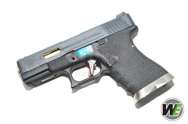 WE Custom Model 19 Pistol Airsoft T1 ( BK SLIDE / GD BARREL / BK FRAME )
