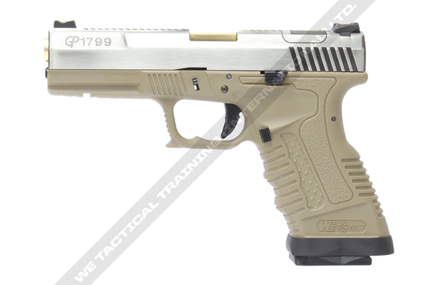 WE GP1799 T4 Silver Metal Slide Gold Barrel GBB Pistol ( Tan )