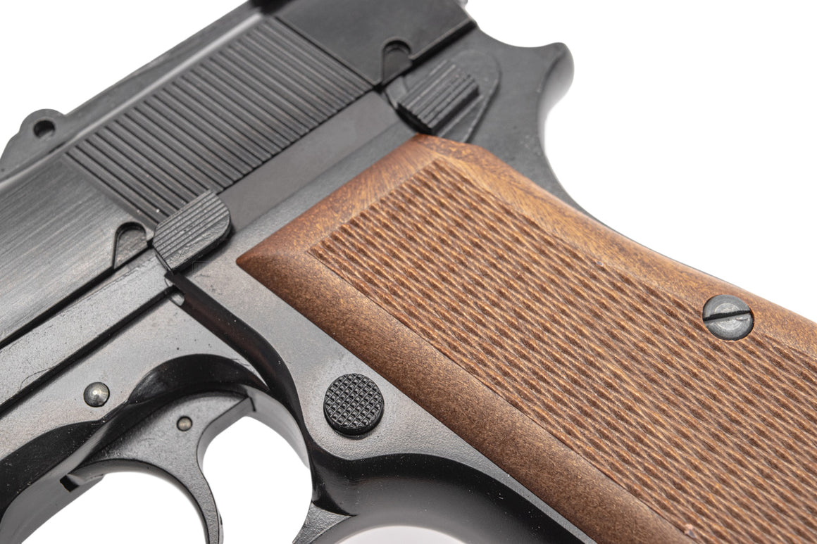 WE New Browning Hi-Power MK3 with Wood Style Kit GBB Pistol Airsoft-Silver