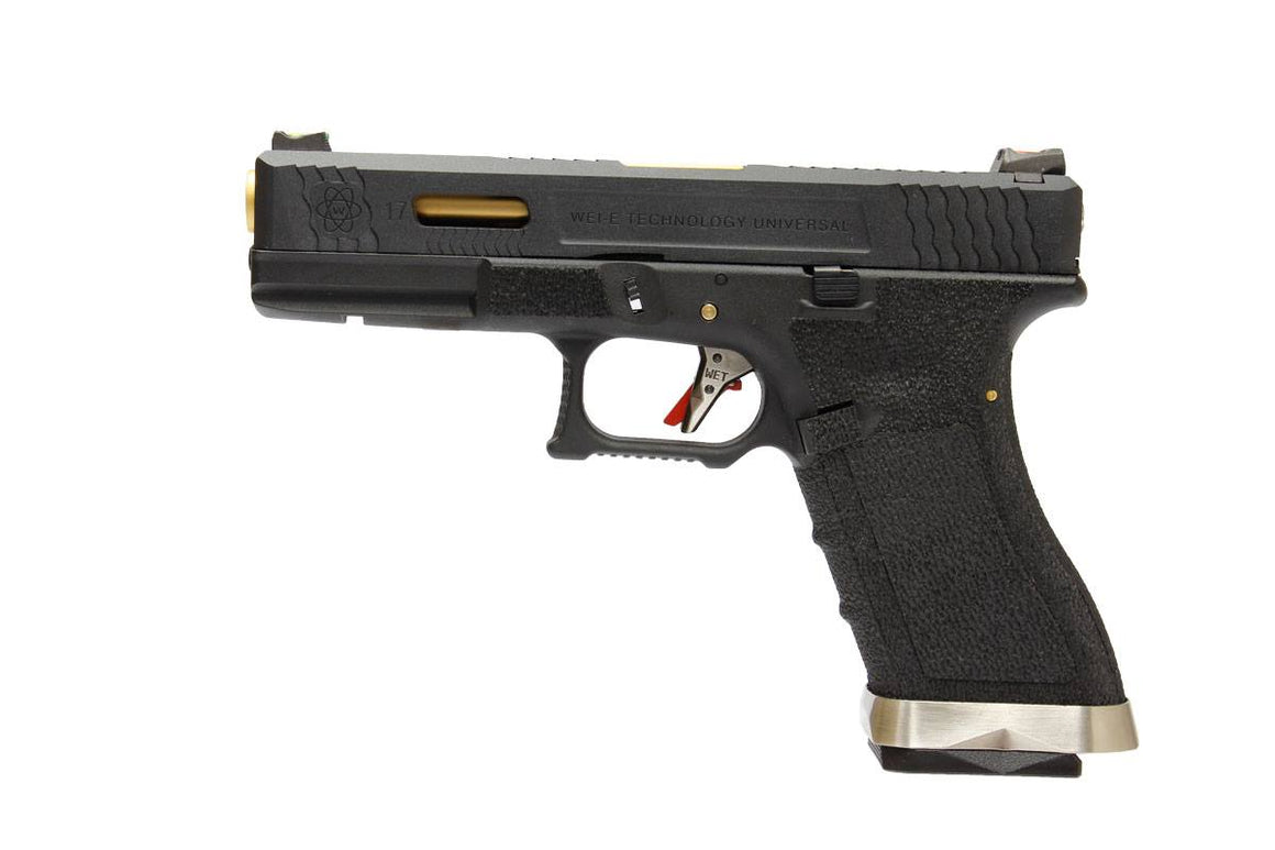 WE Model 17 T1 Metal Slide Gold Barrel GBB Pistol ( Black )