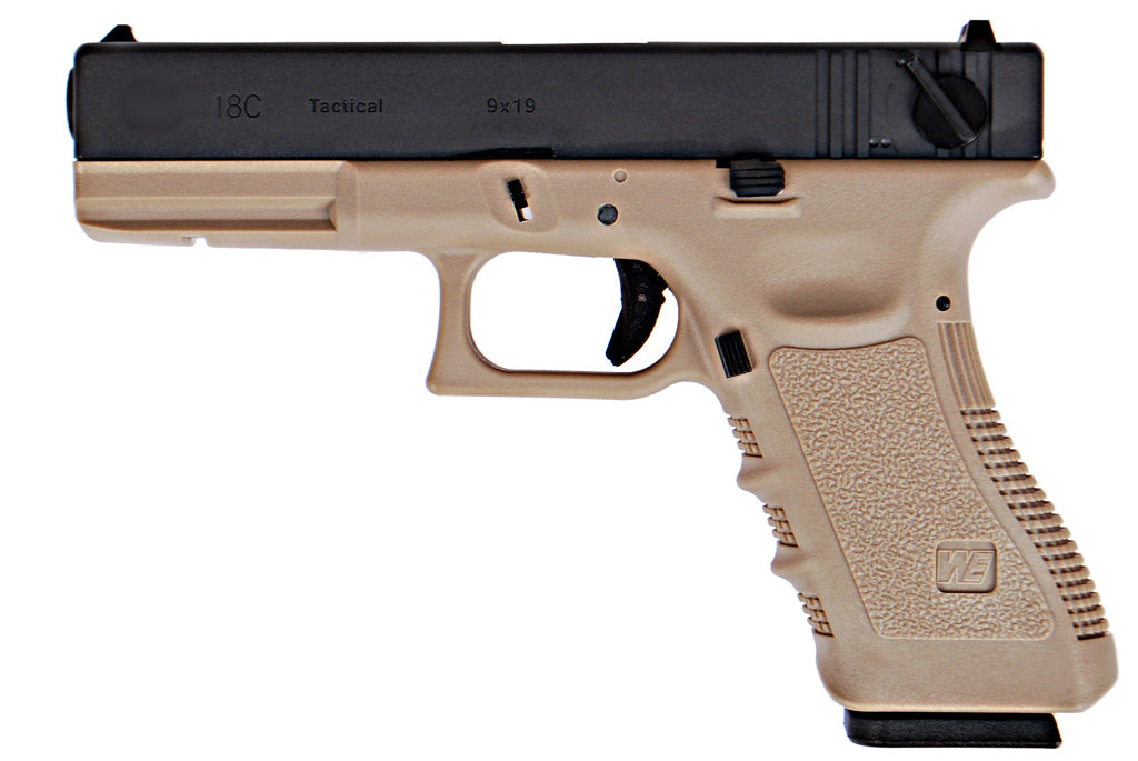 WE Model 18C G3 Metal Slide GBB Pistol ( TAN ) ( BK Metal Slide, Sand Frame )