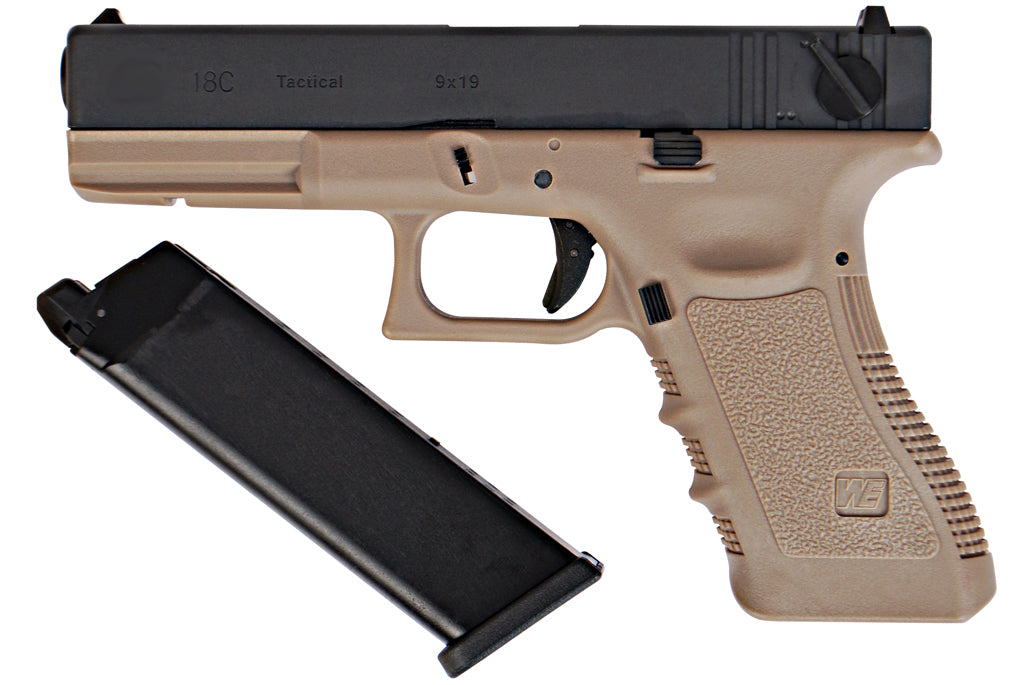 WE Model 18C G3 Metal Slide GBB Pistol ( TAN ) ( BK Metal Slide, Sand Frame )