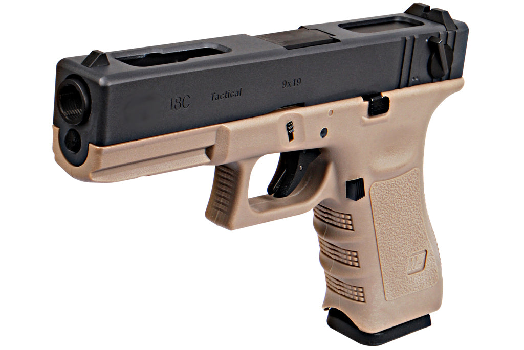 WE Model 18C G3 Metal Slide GBB Pistol ( TAN ) ( BK Metal Slide, Sand Frame )