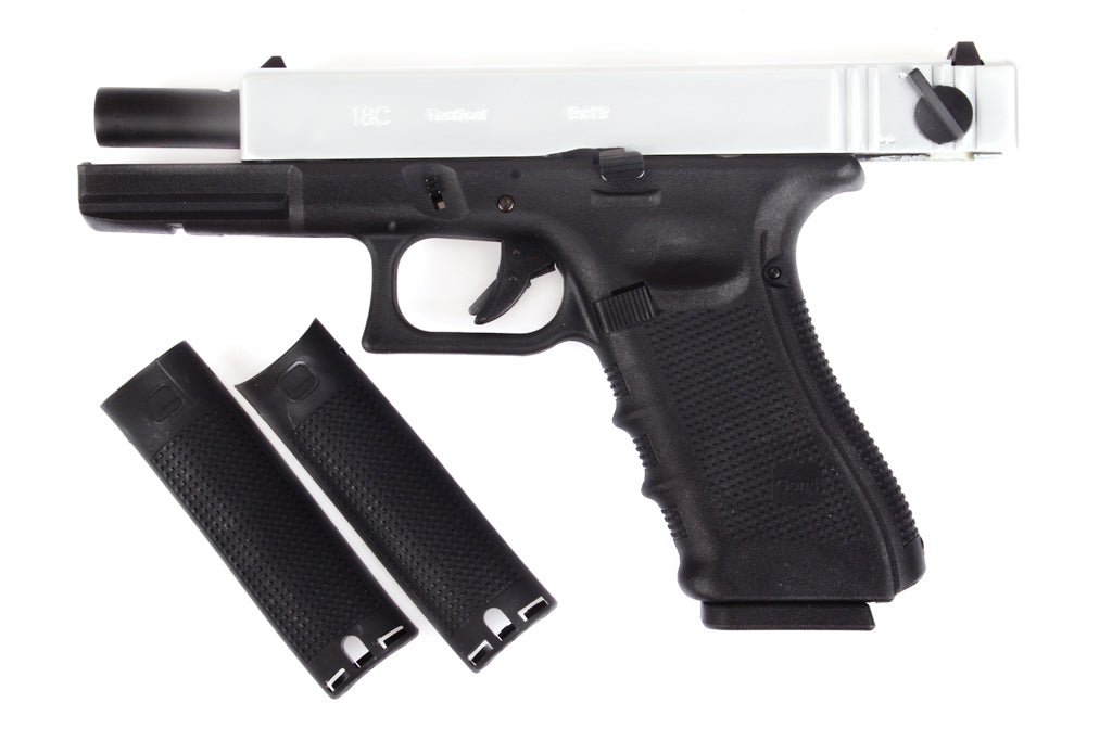 WE Model 18C G4 Metal Slide GBB Pistol ( SV ) ( SV Metal Slide, Black Frame )