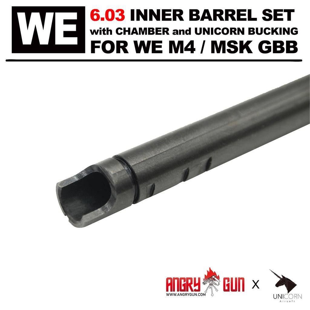 Angry Gun WE M4 6.03 Carbon Steel Inner Barrel Set ( With Chamber Set & Bucking ) ( for WE M4 / MSK GBBR )-370mm-60�