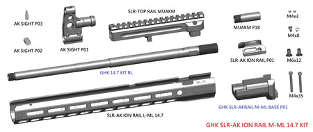 SLR Airsoftworks 14.7" Light M-LOK EXT Extended Conversion Kit for GHK AKM GBBR Series
