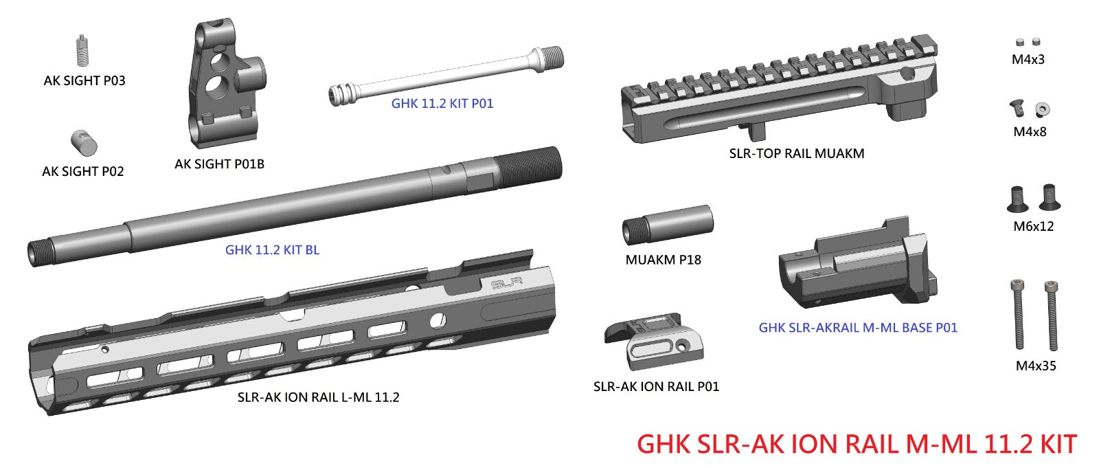 SLR Airsoftworks 11.2" Light M-LOK EXT Extended Conversion Kit for GHK AKM GBBR Series