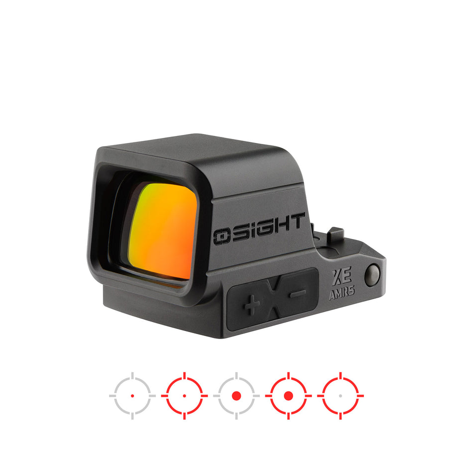 Osight XE AMRS Enclosed Red Dot Sight with Ruggedized Miniature Reflex RMR Footprint, 2/6+32 MOA Advanced Multi-Reticle System and Side-Loading Battery