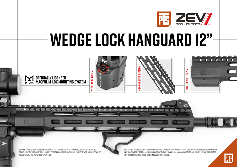PTS ZEV Wedge Lock [ M-LOK ] Handguard Rail 12"