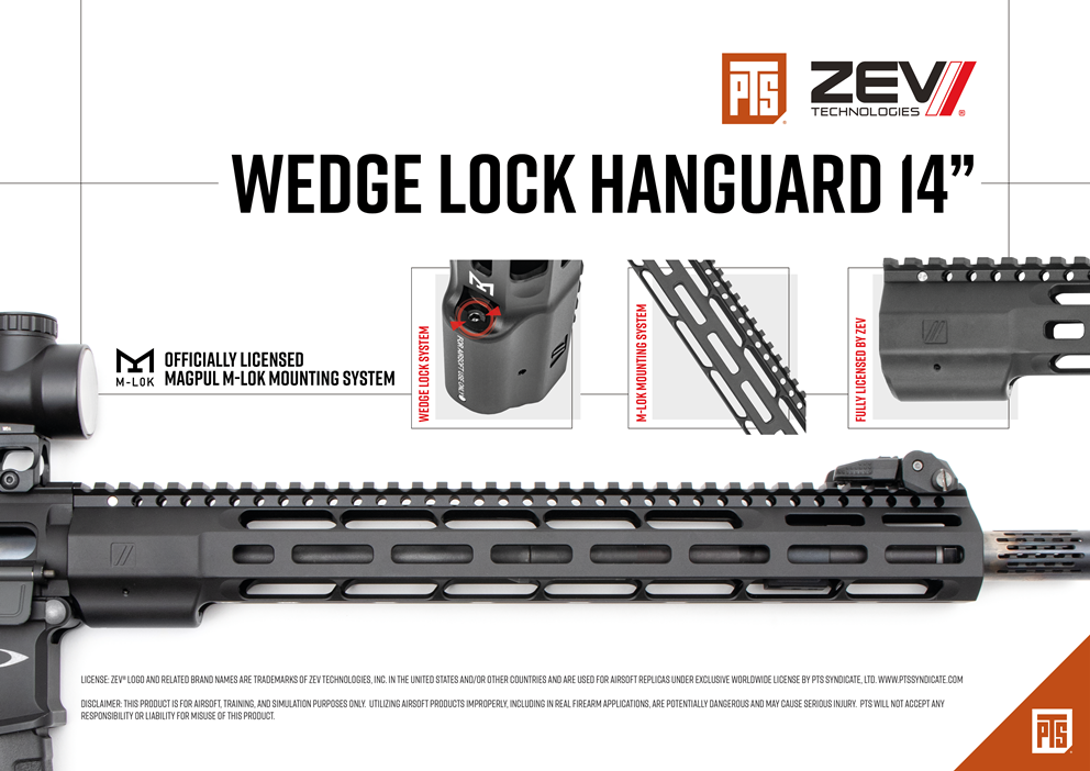 PTS ZEV Wedge Lock [ M-LOK ] Handguard Rail 14"