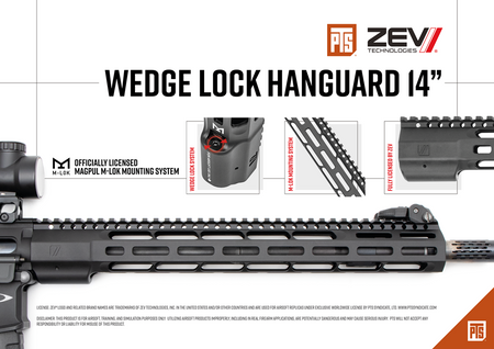 PTS ZEV Wedge Lock [ M-LOK ] Handguard Rail 14"