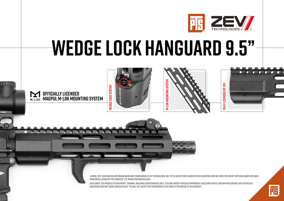 PTS ZEV Wedge Lock [ M-LOK ] Handguard Rail 9.5"
