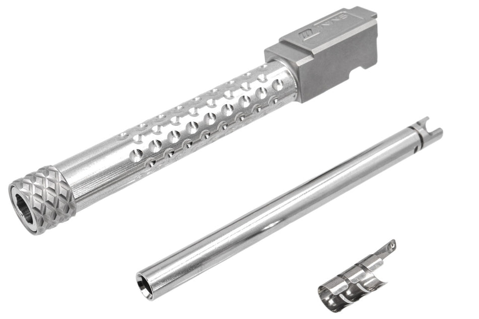 PTS ZEV Suppressor Threaded Dimpled Barrel for TM G Model 17 GBB Pistol ( Silver )